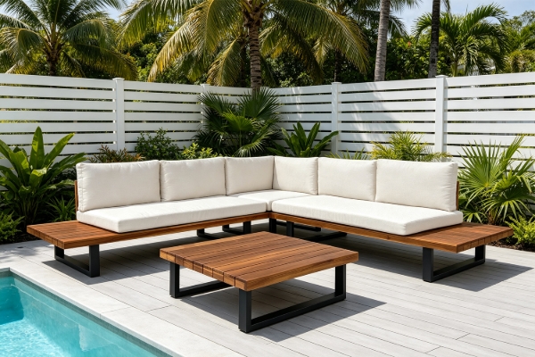 Picture of LASKA Sectional Solid Acacia Wood Outdoor Lounge Sofa Set