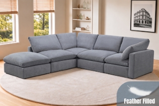 Picture of FAIRFIELD Feather-Filled Sectional Modular Sofa Range - 5PC Big Combo Set (Armlessx2 + Cornerx2 + Ottoman)