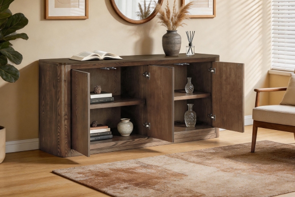 Picture of VISTA 4-Door Oak Veneer Console Table/Sideboard/Storage Cabinets
