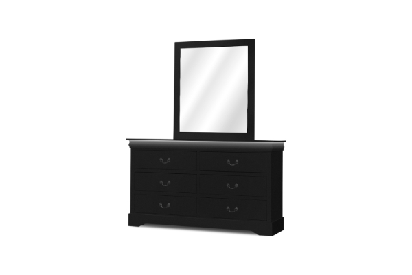 Picture of [FLOOR MODEL CLEARANCE]LOUIS 6-Drawer Dresser and Mirror with LED Lighting (Black)